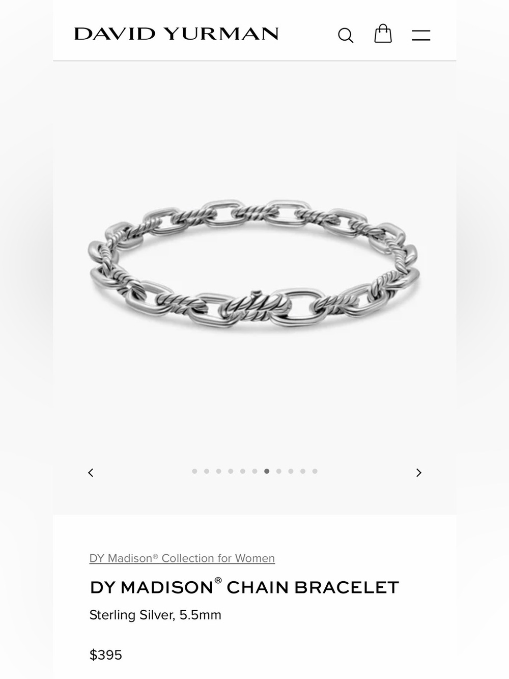 David Yurman DY MADISON® Silver CHAIN BRACELET, S, 5.5mm - Picture 2 of 16
